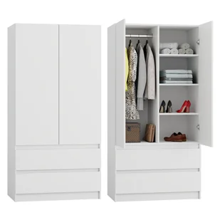 SZAFA BIAŁA GARDEROBA DUŻA NA UBRANIA OTWIERANA SZUFLADY NOWOCZESNA - Szafy - miniaturka - grafika 1
