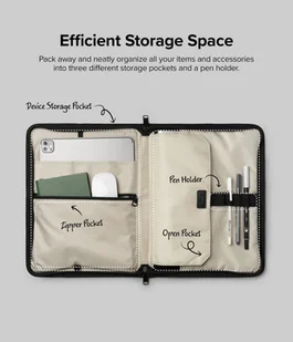 Ringke Smart Zip Pouch uniwersalne etui na laptopa tablet (do 13'') podstawka torba organizer beżowy - Etui i futerały do telefonów - miniaturka - grafika 5