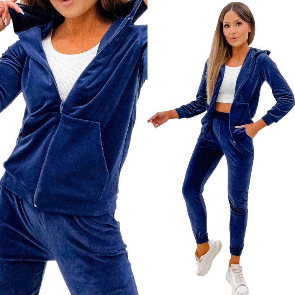 Damski Dres Komplet welurowy z kapturem S / 36