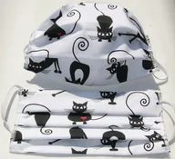 Odzież robocza - Maseczka Maska Ochronna Na Twarz 998E 51N Koty Kotki Czarny Kot Serduszko - miniaturka - grafika 1