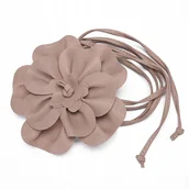 Paski - PASEK jasnoróżowy skórzany z kwiatem WIĄZANY efektowny DODATEK elegancki - miniaturka - grafika 1