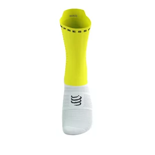 COMPRESSPORT Skarpetki rowerowe PRORACING SOCKS V4 BIKE white/safe yellow - Skarpetki kolarskie - miniaturka - grafika 2