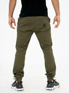 Spodnie Materiałowe Jogger Męskie Oliwkowe / Czarne Jigga Crown XL - Spodnie męskie - miniaturka - grafika 1