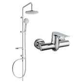Baterie umywalkowe - Mexen Carl zestaw prysznicowy natynkowy z deszczownicą i baterią prysznicową Pecos, chrom - miniaturka - grafika 1