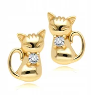 Biżuteria dla dzieci - ﻿Złote Kolczyki 925 Kotki Komunia Chrzest Grawer - miniaturka - grafika 1