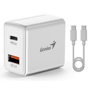 Ładowarki do telefonów - Genius Zasilacz / sieciowy adapter 20W, 2-portowy, USB-C, USB-A, PD-20ACP - miniaturka - grafika 1