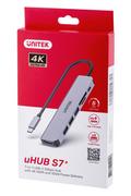Wtyczki i adaptery - UNITEK H1118A HUB USB-C 7w1 PD 100W HDMI 4K ALU - miniaturka - grafika 1