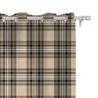 Zasłony - Zasłona AUTUMN wzór AT41 | beżowa jesienna krata 150 x 300 cm tkanina zaciemniająca - miniaturka - grafika 1