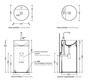 Flaminia Twin Umywalka wolnostojąca 42x90 cm z otworem na baterie biała MTR42P - Umywalki - miniaturka - grafika 2