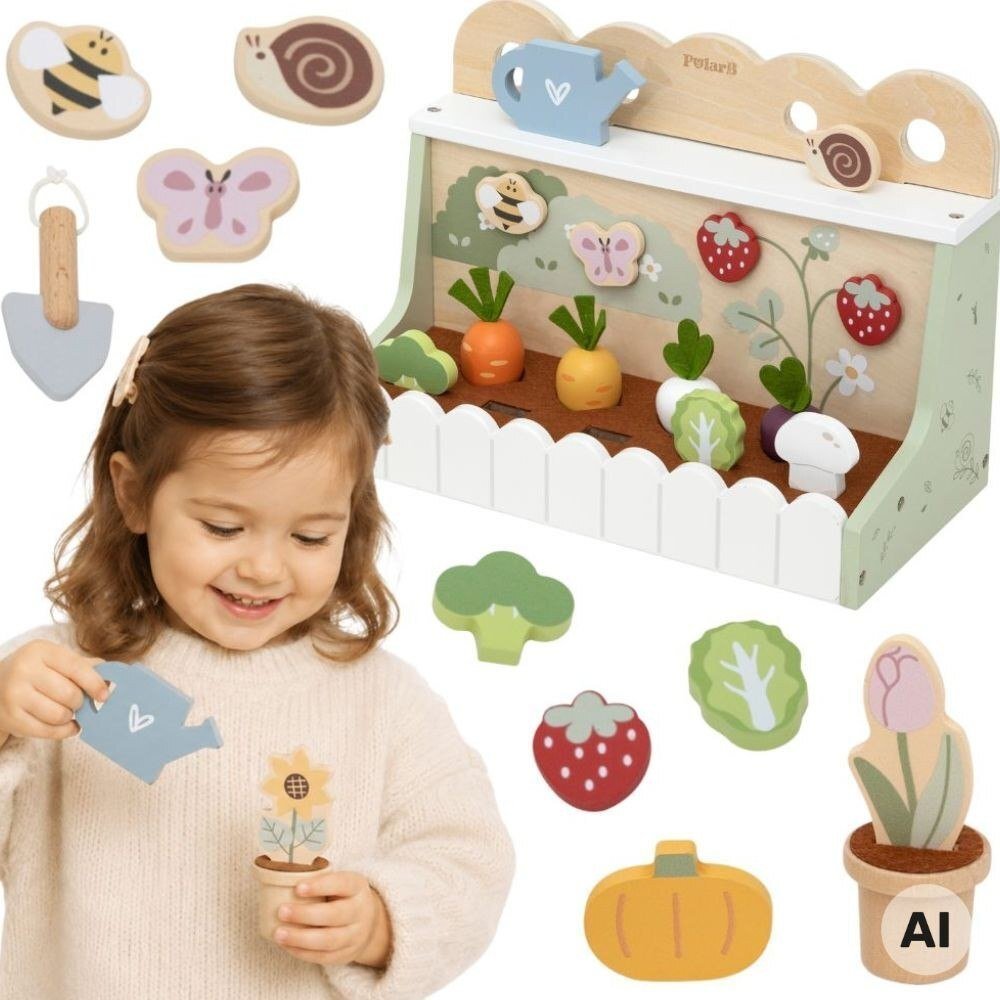Ecotoys VIGA Drewniany Ogródek Montesorii Zestaw Ogrodniczy Do Sadzenia Warzywa