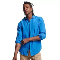 Bluzy męskie - Superdry Studios Casual Linen L/S Shirt Męska bluza, New Royal, XL - miniaturka - grafika 1