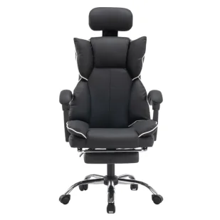 Fotel biurowy, krzesło biurowe Fotel ergonomiczny biurowy obrotowy z podnóżkiem czarny Office - Fotele i krzesła biurowe - miniaturka - grafika 1