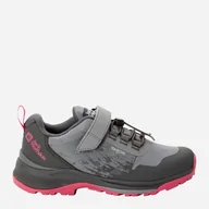 Buty dla dziewczynek - Buty sportowe dziecięce dla dziewczynki na rzepy Jack Wolfskin Villi Hiker Texapore Low K 4056831-2428 33 Szary/Różowy (4064993840483) - miniaturka - grafika 1