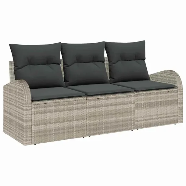Zestaw Sof Rattanowych na Zewnątrz, Beżowy i Czarny, 3 Osoby, 60 cm Głę