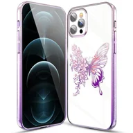 Etui i futerały do telefonów - Kingxbar Butterfly Series błyszczące etui ozdobione oryginalnymi Kryształami Swarovskiego motyle iPhone 12 Pro Max różowy - miniaturka - grafika 1