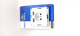 Abex Gniazdo Perła 2P+Z + 2x USB białe - Gniazdka elektryczne - miniaturka - grafika 1