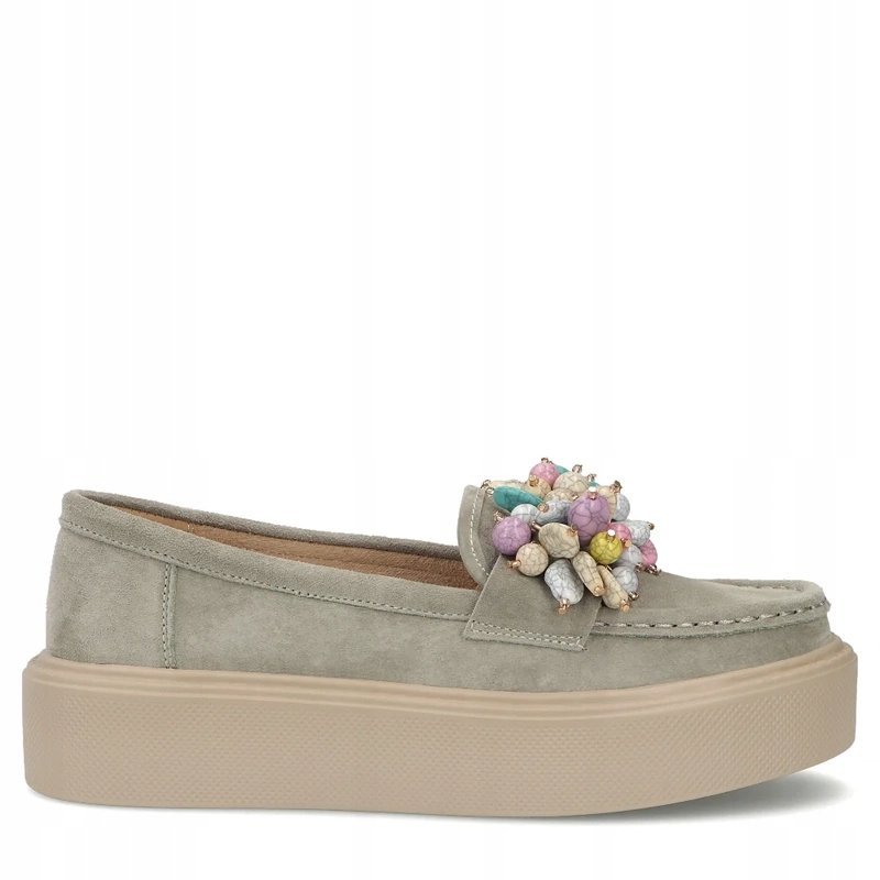 Filippo Skórzane Zamszowe Półbuty Mokasyny Khaki DP6765-26-KH r.39