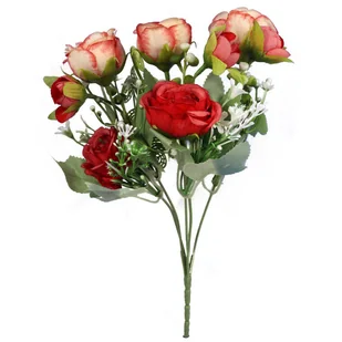 Bukiet Piwonii Deluxe - Czerwony, Sztuczny, 5 Sztu - Sztuczne kwiaty - miniaturka - grafika 1