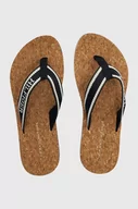 Klapki i japonki damskie - Tommy Hilfiger japonki HILFIGER CORK BEACH SANDAL damskie kolor granatowy na płaskim obcasie FW0FW07904 - miniaturka - grafika 1