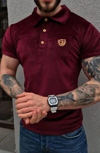 Koszulka Polo welurowa męska bordowa Furia - Koszulki męskie - miniaturka - grafika 1