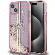 Etui i futerały do telefonów - Etui Guess GUHCP15MLFCSEGP Apple iPhone 15 Plus / 14 Plus hardcase Liquid Glitter Gold Stripes różowy/pink - miniaturka - grafika 1