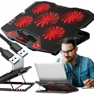 Podkładki chłodzące pod laptopa - PODSTAWKA CHŁODZĄCA POD LAPTOPA Z WYŚWIETLACZEM LED REGULACJA 9-17" MOCNA - miniaturka - grafika 1