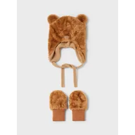 Czapki dla dzieci - Zestaw Czapka i Rękawiczki NAME IT 13206456 Brązowy - miniaturka - grafika 1