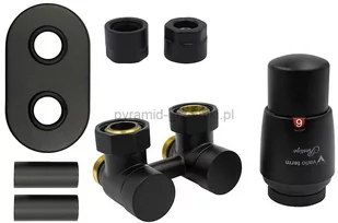 Varioterm Zawór odcinający kątowy Premium Exclusive All In One z głowicą termo - czarny strukturalny CU - instalacja miedziana APREGS0214C/FK(Cu) - Zawory i kraniki - miniaturka - grafika 1