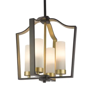 Wisząca lampa Dublin w brązowym kolorze ze szklanymi kloszami i złotymi akcentami - Lampy sufitowe - miniaturka - grafika 1