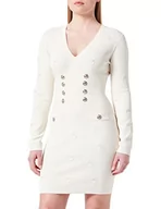 Sukienki - Pinko Damska sukienka żakardowa Vegadeo Logo Ri, C21_beżowy brzoza, XXS - miniaturka - grafika 1