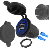 Ładowarki samochodowe - ŁADOWARKA SAMOCHODOWA MONTAŻOWA USB 12V-24V 4.2A RING niebieski LED - miniaturka - grafika 1