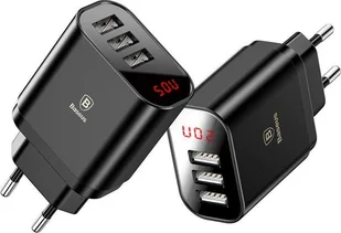 Baseus ładowarka sieciowa 3x USB Mirror Travel Charger czarna CCALL-BH01 - Ładowarki do telefonów - miniaturka - grafika 9
