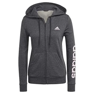 adidas Damska bluza W Lin Ft Fz HD Ciemnoszary wrzosowy/przezroczysty różowy S - Bluzy damskie - miniaturka - grafika 1