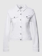 Kurtki damskie - Kurtka jeansowa o kroju slim fit z wykładanym kołnierzem - miniaturka - grafika 1
