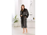 Szlafroki męskie - Gözze Płaszcz kąpielowy damski/męski, jedwabisty w dotyku, z szalowym kołnierzem, 2 kieszenie i pasek (L, Antracytowy) - miniaturka - grafika 1