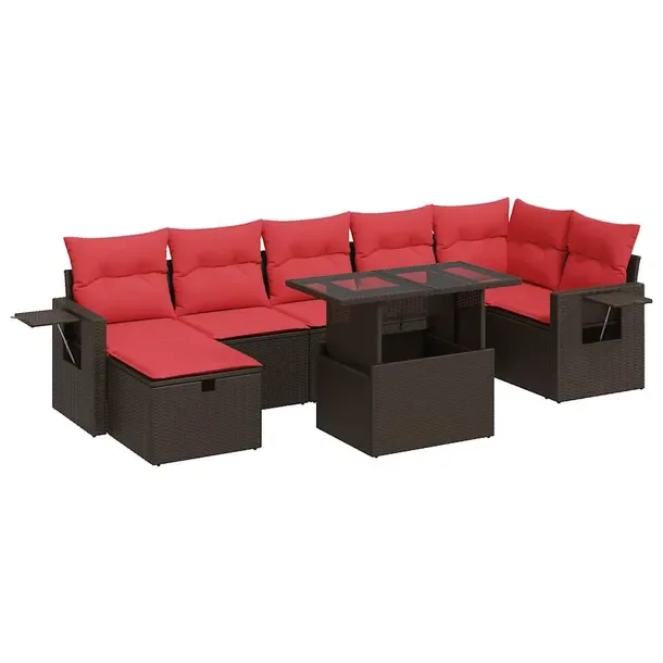 Zestaw mebli ogrodowych z rattanem PE brązowy, wymiary: 62 x 62 x 69 cm