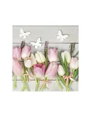 Długopisy - SERWETKI DAISY POL-MAK 33X33 BIAŁE I RÓŻOWE TULIPANY NA DREWNIE 20 SZTUK - miniaturka - grafika 1