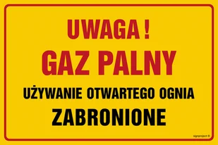JD045 UWAGA! GAZ PALNY. UŻYWANIE OTWARTEGO OGNIA ZABRONIONE, BN - PŁYTA ŻÓŁTA 0,6MM; (200X150MM) - Tablice BHP - miniaturka - grafika 1