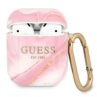 Akcesoria do słuchawek - Guess Guess GUA2UNMP AirPods cover różowy/pink Marble Collection GUE1099PNK - miniaturka - grafika 1