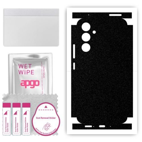 folia naklejka skórka strukturalna na TYŁ+BOKI do Samsung Galaxy A54 - Czarny Pastel Matowy Chropowaty Baranek - apgo SKINS