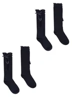 Moda i Uroda OUTLET - Podkolanówki dziewczęce bawełniane granatowe z kokardką 2PAK 31-34 YOCLUB - miniaturka - grafika 1