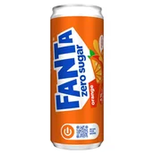 Woda - Fanta Zero Sugar Napój gazowany o smaku pomarańczowym 330 ml - miniaturka - grafika 1