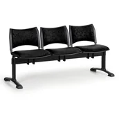 Inne meble biurowe - B2B Partner Ławka do poczekalni tapicerowana SMART, 3 siedzenia, czarny, czarne nogi - miniaturka - grafika 1