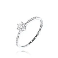 Pierścionki - MINET Złoty pierścionek zaręczynowy z białego złota z białą cyrkonią Au 585/1000 rozm. 22 - 1,60g - miniaturka - grafika 1