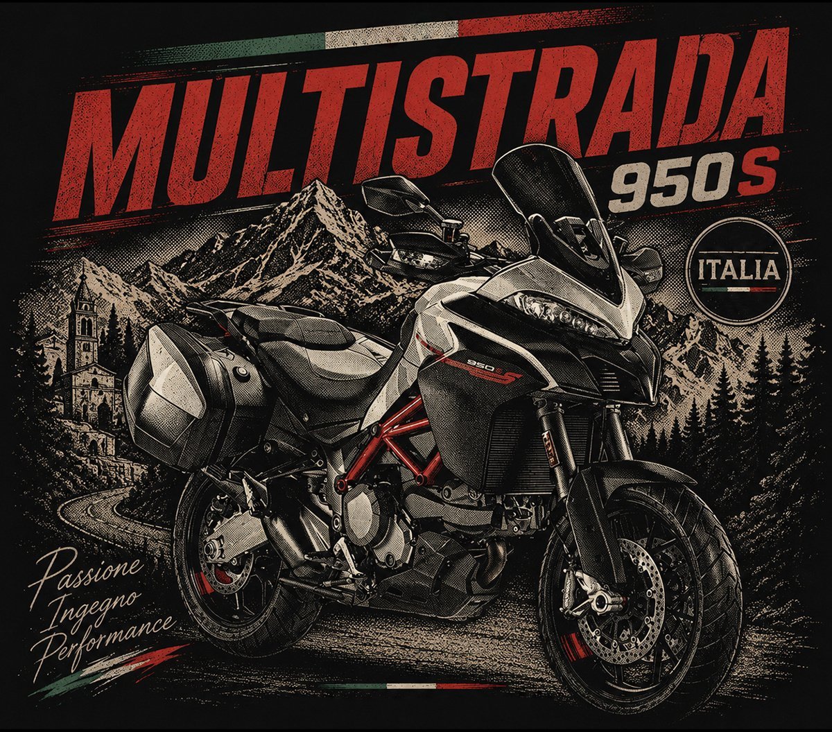 Topslang Koszulka na motor motocyklowa Ducati Multistrada 950 S męska czarna REGULAR XXL