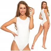 Odzież ciążowa - PRĄŻKOWANE BODY DAMSKIE BIAŁE NA SZEROKICH RAMIĄCZKACH KLASYCZNE MORAJ M - miniaturka - grafika 1