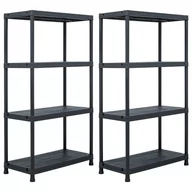 Szafy i regały magazynowe - Regały magazynowe, 2 szt., czarne, 60x30x138 cm, plastikowe - miniaturka - grafika 1