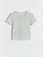 Koszulki dla dziewczynek - Reserved - T-shirt z kokardką - jasnozielony - miniaturka - grafika 1