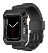Akcesoria do smartwatchy - Kingxbar CYF134 2w1 pancerne etui Apple Watch SE, 6, 5, 4 (44 mm) ze stali nierdzewnej z paskiem czarne - miniaturka - grafika 1