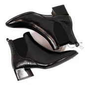 Botki damskie - Sztyblety lakierowane Sergio Leone W SK340A czarne - miniaturka - grafika 1